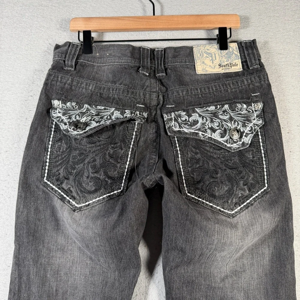 Vintage Southpole‎ Premium Men's Dark Wash Embroidered Jeans Size 34 Relaxed Fit